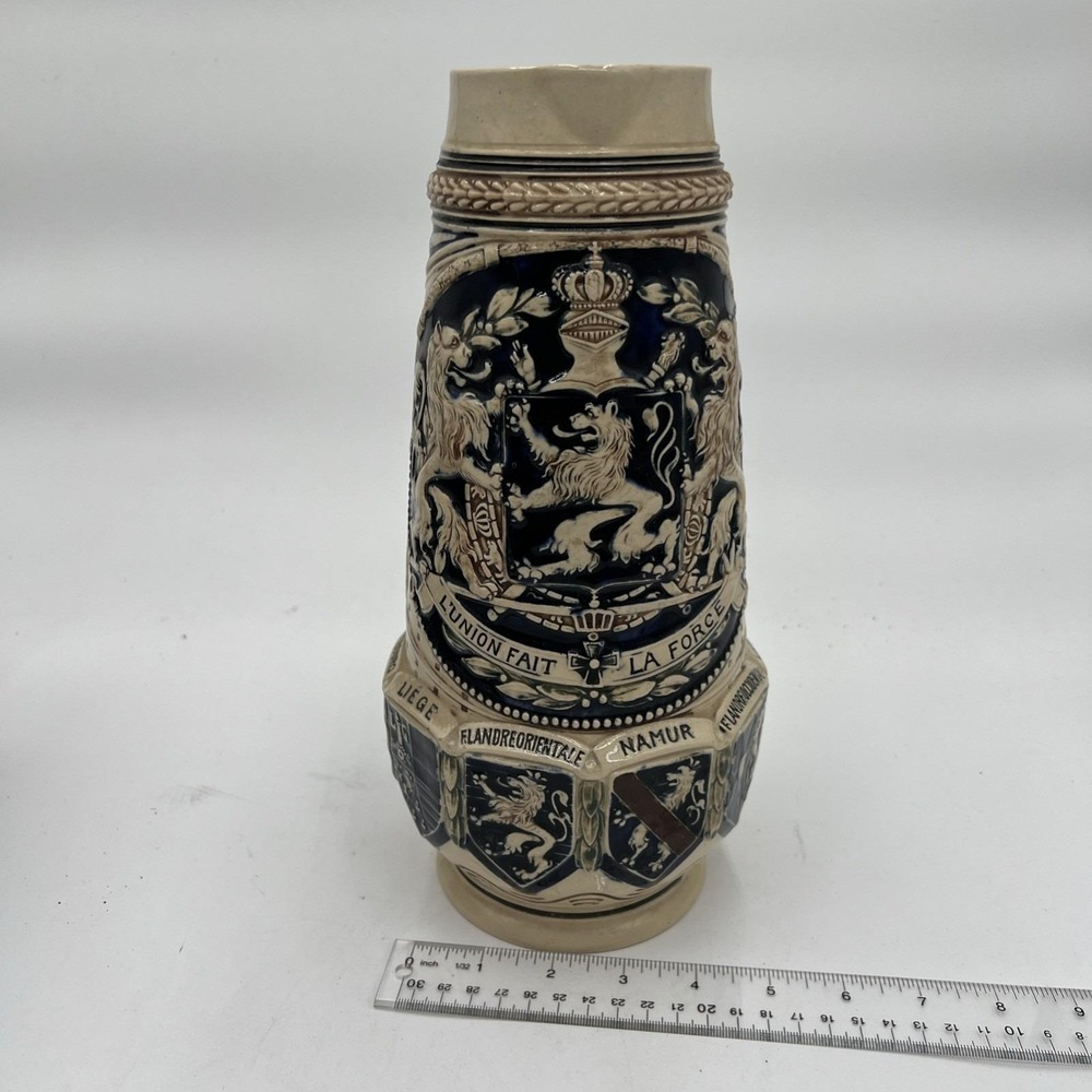 11.5" Vintage German Beer Stein With Luxembourg Coat Of Arms - Picture 3 of 8